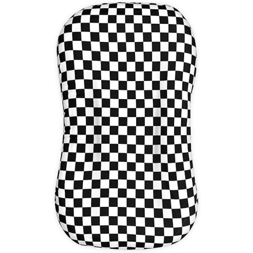 DILIMI Baby Lounger Cover for Boys and Girls, Removable Cover Ultra Soft Comfortable Lounger Slipcover, Black Checkerboard (Lounger not Included)