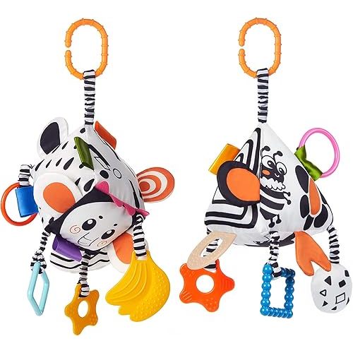 TUMAMA High Contrast Baby Toys, Black and White Infant Toys 0-3 Months for Newborn, Soft Sensory Rattles Toys with Teether for Toddlers