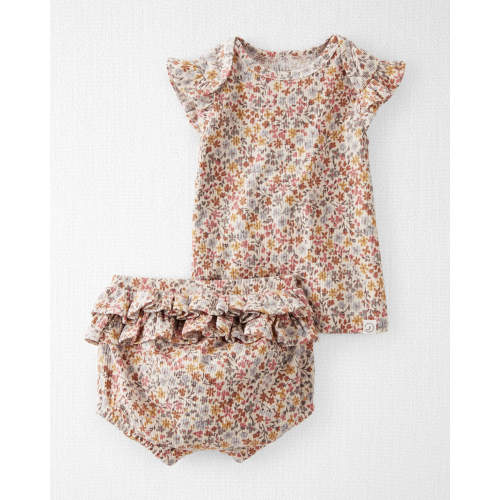 Baby Organic Cotton Floral Print 2-Piece Rib Play Set - Style,Multi