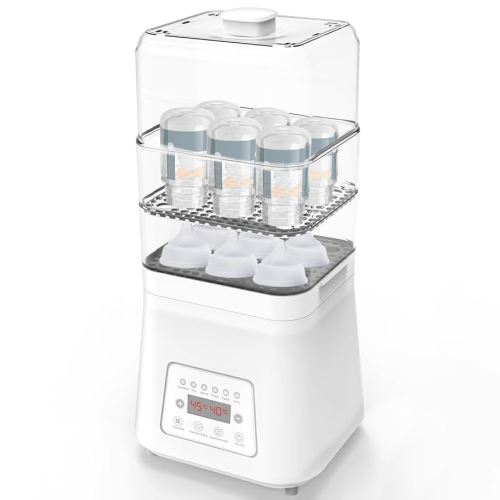 Fisca Baby Bottle Sterilizer and Dryer, 8-in-1 Large Capacity Electric Steam Bottle Sanitizer Universal for All Baby Stuffs Pacifiers Breast Pump Parts, Fast Sterilize Dry and Warm, with Touch Screen