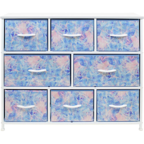 Sorbus 8 Drawers Wide Dresser with Steel Frame, Wood Top, and Fabric Bins in Tie Dye & Reviews | Wayfair