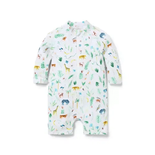Newborn White Safari Baby Recycled Safari Rash Guard Swimsuit by Janie and Jack
