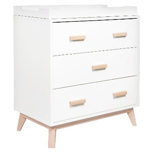 Babyletto Scoot 3-Drawer Changer Dresser, Color: White/Washed Natural