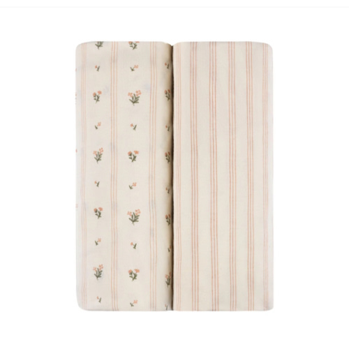 Linear Floral Crib Sheet Set Crib Sheet Set – Ely's & Co.