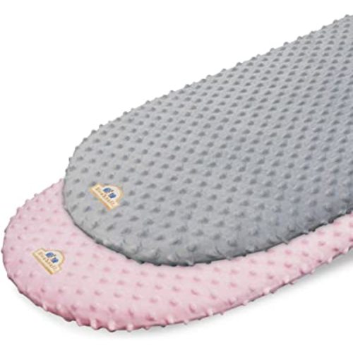 BlueSnail Soft and Strechy Minky Bassinet Fitted Sheet, Cradle Sheets for Bassinet Pad/Mattress 2pk (Bassinet, Pink+Gray)
