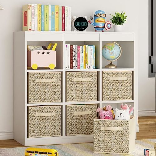 Wisdom Star 6 Pack Fabric Storage Cubes with Handle, Foldable 13x13 Inch Large Cube Storage Bins, Storage Baskets for Shelves, Storage Boxes for Organizing Closet Bins