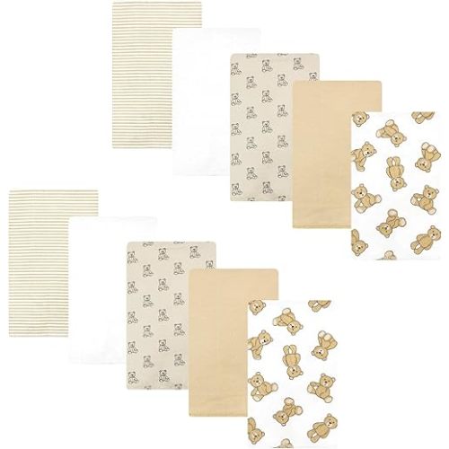 Hudson Baby Unisex Baby Cotton Flannel Burp Cloths, Teddy Bears 10 Pack, One Size