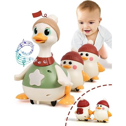 Duck Toy,Baby Crawling Toys,Baby Tummy Time Toys,Duck Toys for Toddlers 1-3 ,Musical Toys for toddlers 1-3,Interactive Baby Toys for Infant Baby 6-12 12-18 months, Baby Birthday Gifts Presents