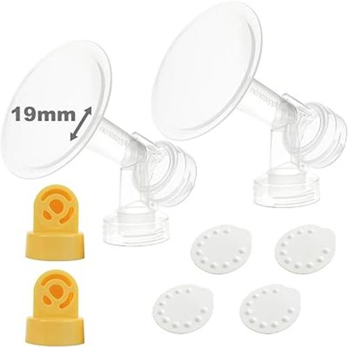 Nenesupply Pump Parts with 19mm Flanges Compatible with Medela Breastpump Incl. Flange Breastshield Valve Membrane for Pump in Style Symphony Swing Not Original Medela Pump Parts