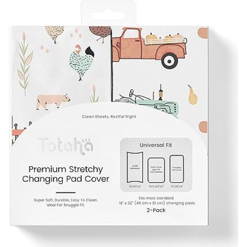 TotAha Premium Stretchy Changing Pad Cover for Baby Girl Boy, Hypoallergenic, Buttery Soft, Silky Comfort, Diaper Changing Table Cover Pad Sheets Fitted 16 x 32, 2-Pack Halloween Pumpkin