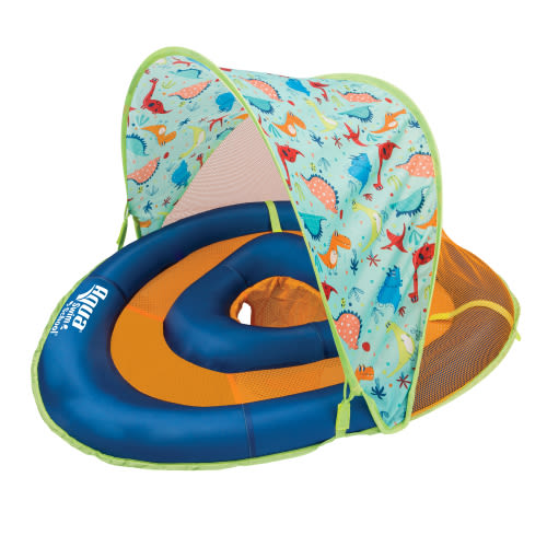 Aqua Swim School Grow-with-Me Baby Pool Float Boat for Infants, Blue Dino, 2 Toys Included