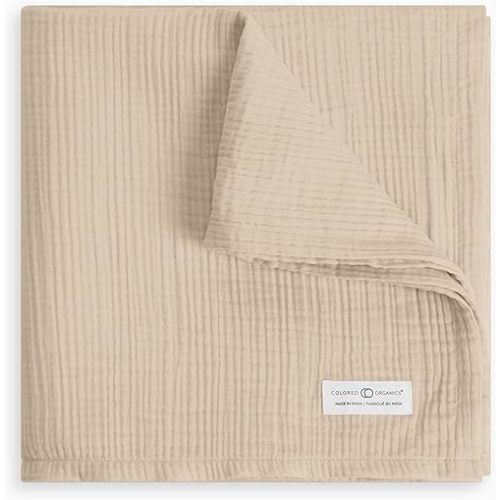 Colored Organics Baby Organic Cotton Swaddle - Infant Receiving Blanket - Clay Muslin