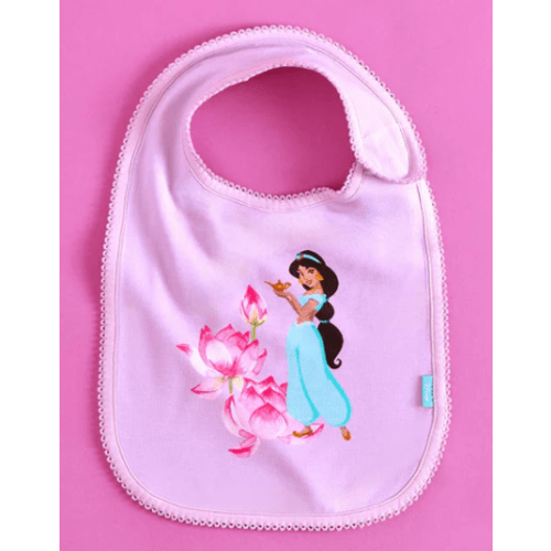 Aladdin Pink Soft Disney Jasmine Picot Bib | Posh Peanut®