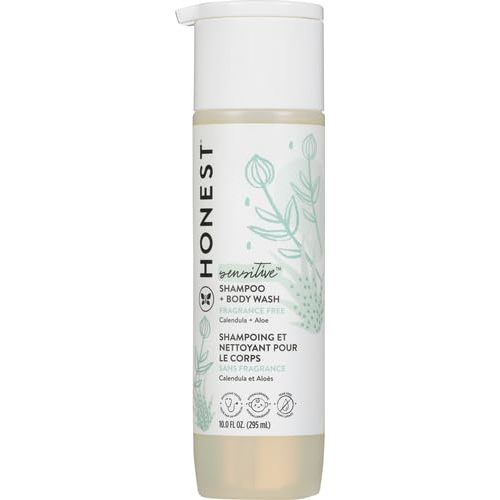 The Honest Company 2-in-1 Cleansing Shampoo + Body Wash | Gentle for Baby | Naturally Derived, Tear-free, Hypoallergenic | Fragrance Free Sensitive, 10 fl oz - 10 Fl Oz (Pack of 1)