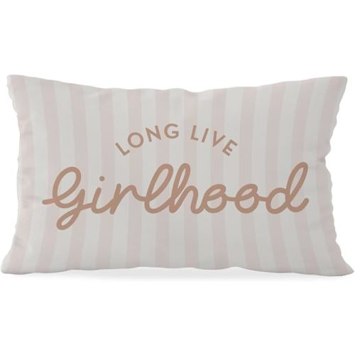 Girls Room Decor Throw Pillow Cover 12x20, Long Live Girlhood Throw Pillows Decor for Classroom Playroom Nursery Kids Room Toddler Room