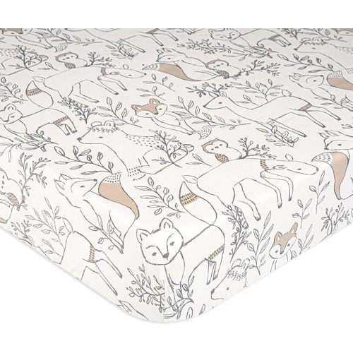 Crane Woodland Animal Crib Sheets - 100% Cotton, Breathable, Fitted for Standard Crib Mattress, 28"x52", Boys & Girls