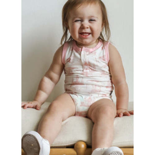 Viscose Bamboo | Pink Toille Henley Onesie | Free Shipping – Southern Slumber
