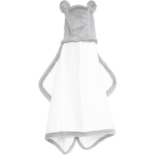 Little Giraffe Luxe Baby Towel with Ears, 24" x 41", Silver