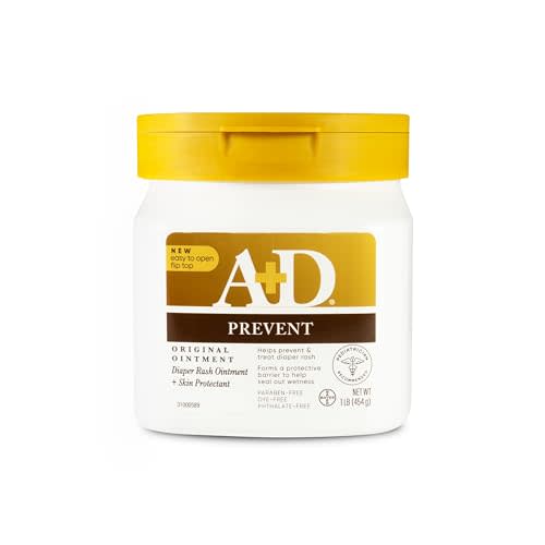 A+D Original Diaper Rash Ointment, Prevents & Protects Diaper Rash, Moisturizes & Heals Dry Skin With Vitamins A&D, 16oz Jar