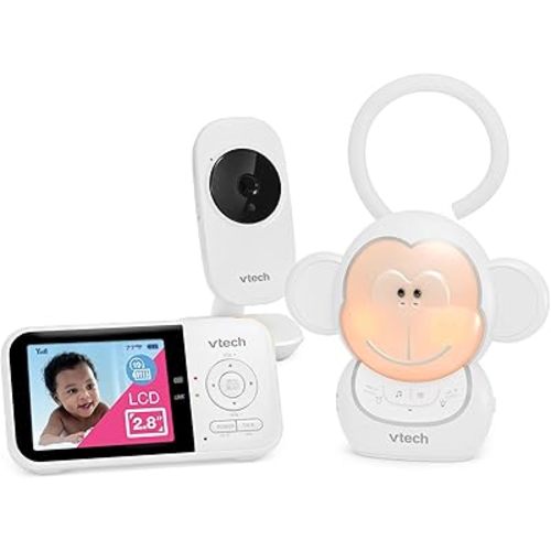 VTech VM819 Baby Monitor + BC8211 Myla the Monkey Bundle - Non-WiFi Video Monitor with 19Hr Battery, 1000ft Range & Portable Soother with Night Light & Stroller Attachment