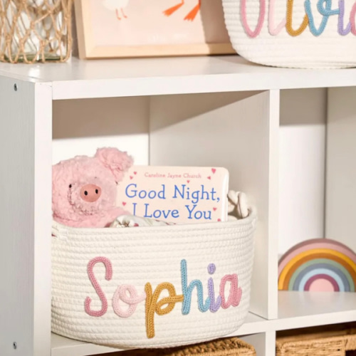 Baby Knits™ Multicolor Personalized Knitted Basket