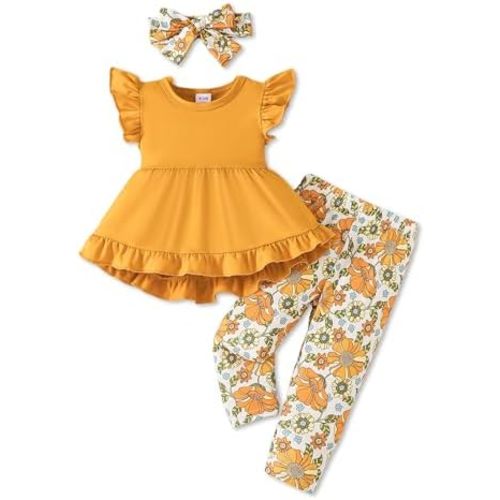 Baby Girl Clothes Toddler Girl Outfit Spring Shirts Top Infant Pants Little Mini Clothing Set 3Pcs