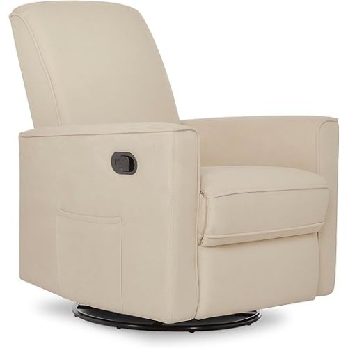 Evolur Raleigh Upholstered Plush Seating Glider Swivel, Rocker Chair for Nursery in Shell, Modern Recliner, Tool-Free Assembly, Easy to Clean, Environmentally Conscious Glider