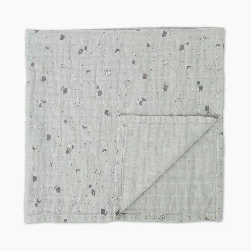 MORI Pre-Washed Burp Cloth & Muslin Swaddle - Grey, Medium