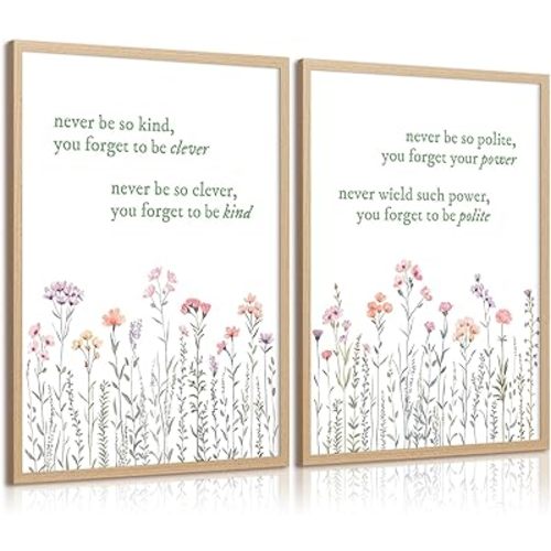 Nursery Wildflower Wall Art Baby Girl Canvas Wall Decor Boho Flower Pictures Vintage Floral Art Prints Kids Flower Poster Nursery Floral Artwork for Girls Room Bedroom 12x16 Inch Unframed Set of 2
