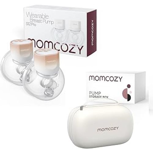 Momcozy S12 Pro Hands-Free Breast Pump Flesh Pink & Breast Pump Bag for Hands-Free Wearable Breast Pumps(Holds 2 Pumps)