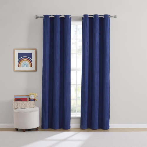 Your Zone Kids' Corduroy Blackout Curtain Panel, 1 Panel, Blue, 38" W x 84" L