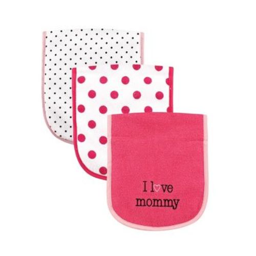Luvable Friends Baby Girl Cotton Burp Cloths With Fiber Filling 3pk, Girl Mommy, One Size