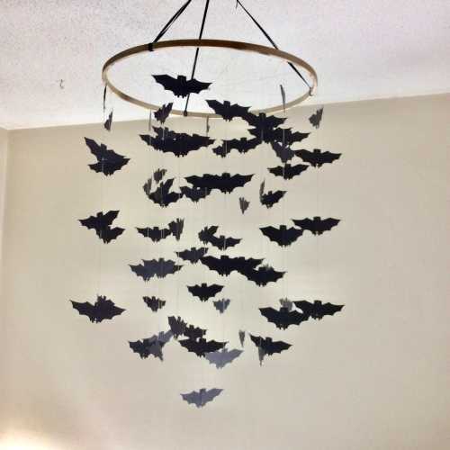 Black Bats Nursery mobile, Bat paper mobile, Hanging bats nursey mobile