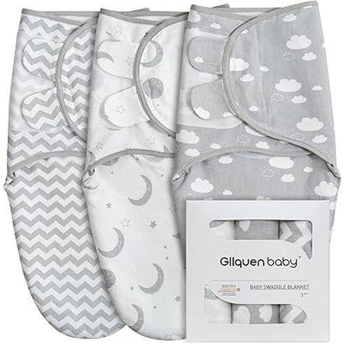 GLLQUEN BABY Swaddle Wrap blankets, Newborn Swaddles 0-3 months, Baby Swaddling Sack, Moon & Clouds, Infant Swaddle Blanket Wrap (Small/Medium)