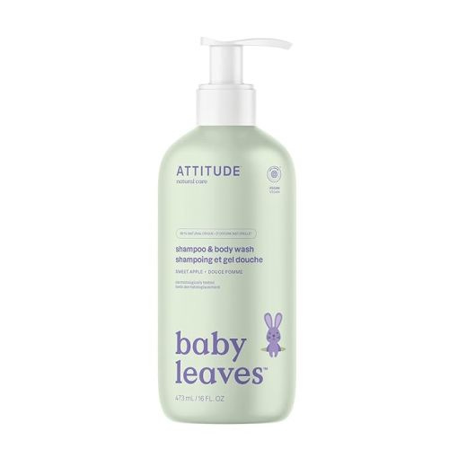 ATTITUDE 2-in-1 Shampoo and Body Wash for Baby, Sweet Apple, 16 Fl Oz