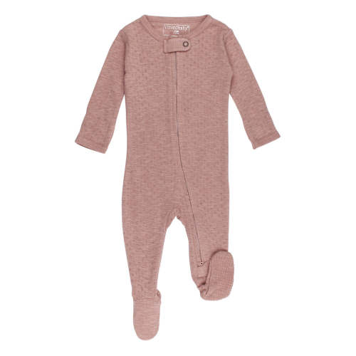 Organic Pointelle 2-Way Zipper Footie | Taffy 0-3mo