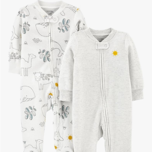 Simple Joys by Carter's Baby 2-Way Zip Thermal Footed Sleep and Play, Pack of 2