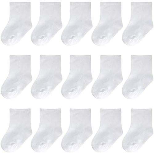 Baby Socks Infant White Crew Socks Newborn Dress Socks Baptism Christening Baby Girls Boys 0-3/3-6/6-12 months 15 Pack