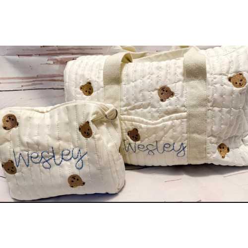 Custom Hand Embroidered Baby/Toddler Travel Bag &/or Diaper Caddy Bag -Perfect for vacation, trips to Grandma’s, or even as a hospital bag!