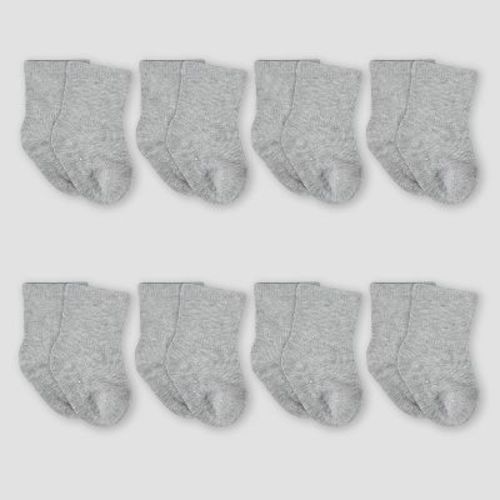 Gerber Baby 8pk Wiggle Proof Socks, Color: Gray, Size: 0-6M