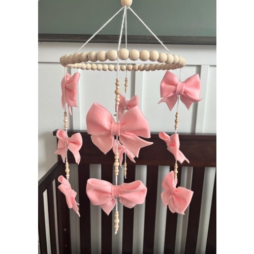 Pink Bow Baby Nursery Mobile
