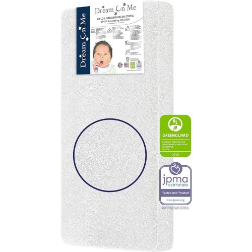 Twilight 5” 88 Coil Innerspring Crib and Toddler Mattress, Platinum Waterproof Vinyl Cover, Greenguard Gold & JPMA Certified, 10 Years Manufacture Warranty, Made in U.S.A, Removable Cover