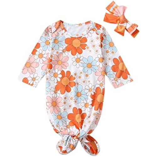 Infant Newborn Baby Girls Floral Sleep Gown Headband Sleepwear Romper Sleeping Bags Outfits