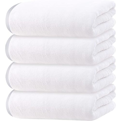 Cosy Family Microfiber 4 Pack Bath Towel Set, Lightweight and Quick Drying, Ultra Soft Highly Absorbent Towels for Bathroom, Gym, Hotel, Beach and Spa (White)