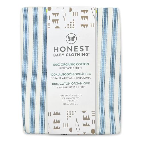 HonestBaby Unisex-Baby Fitted Crib Sheets Set Standard Mattress, 100% Organic Cotton Baby Boys, Girls, Neutral, 1 Pack - Sage, One Size