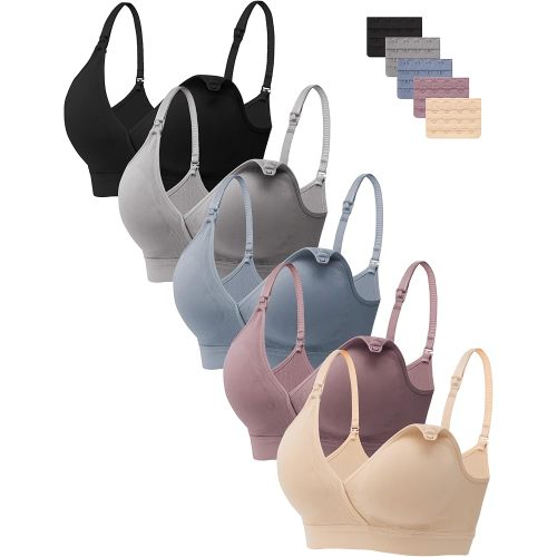 HBselect Nursing Bras for Breastfeeding, Seamless V Neck Maternity Bra Wireless Women Pregnancy Postpartum Bra Sleep Bralette