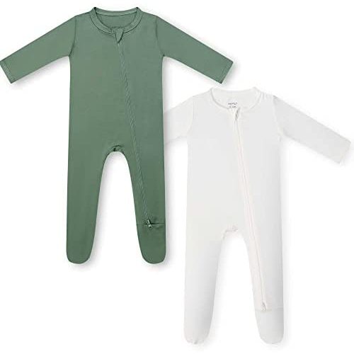 HAPIU Rayon from Bamboo Baby Footed Pajamas, 2 Way Zipper YKK, Footie for Baby Boy Girls, Newborn-24 Months