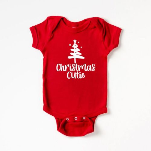 The Juniper Shop Christmas Cutie Tree Baby Bodysuit - Newborn - Red
