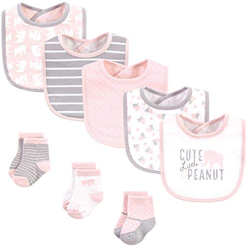Hudson Baby Unisex BabyCotton Bib and Sock Set