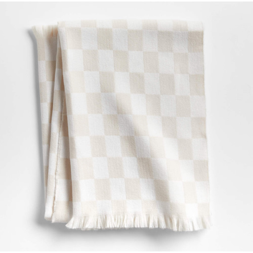 Natural Taupe Checkmate Baby Stroller Blanket by Leanne Ford